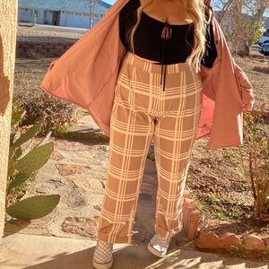 PLUS SIZE Grid check slim fit trouser